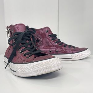 Leather Converse Chuck Taylor All Star Dual Zip Hi-Top Womens Shoes 8.5 Bordeaux